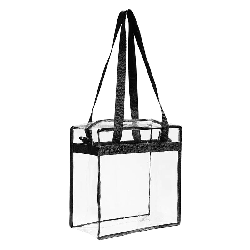 2x Clear PVC Tote Bag Women Large Transparent Handbag Zip Purse Stadium Security by Anti Spier