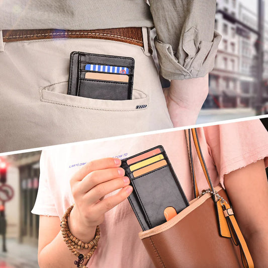 Leather Slim Wallet Credit Card Holder RFID Blocking Pocket ID Money USA by Anti Spier