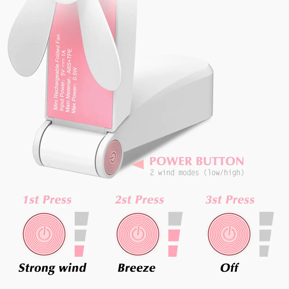 USB Rechargeable Mini Handheld Pocket Fan