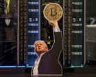 Donald Trump speaking at a podium