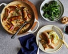 Braised pork sausages with apples, cider and creamy mash – recipe
