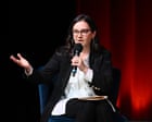 Bari Weiss speaking at a media event