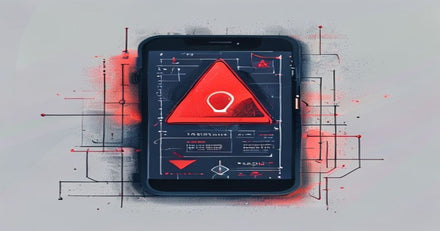 A diagram of a mobile device with a red warning symbol