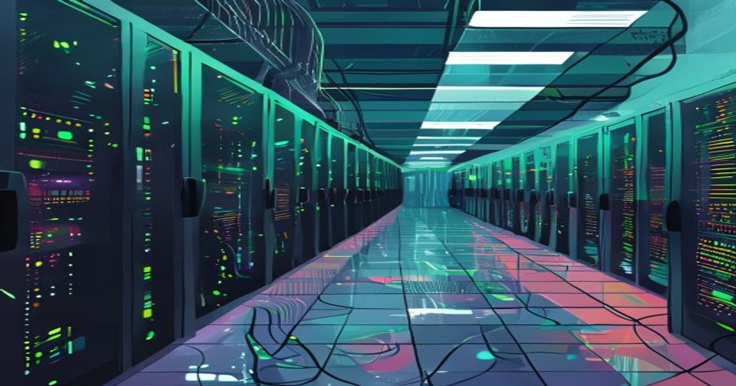 A server room with rows of computers