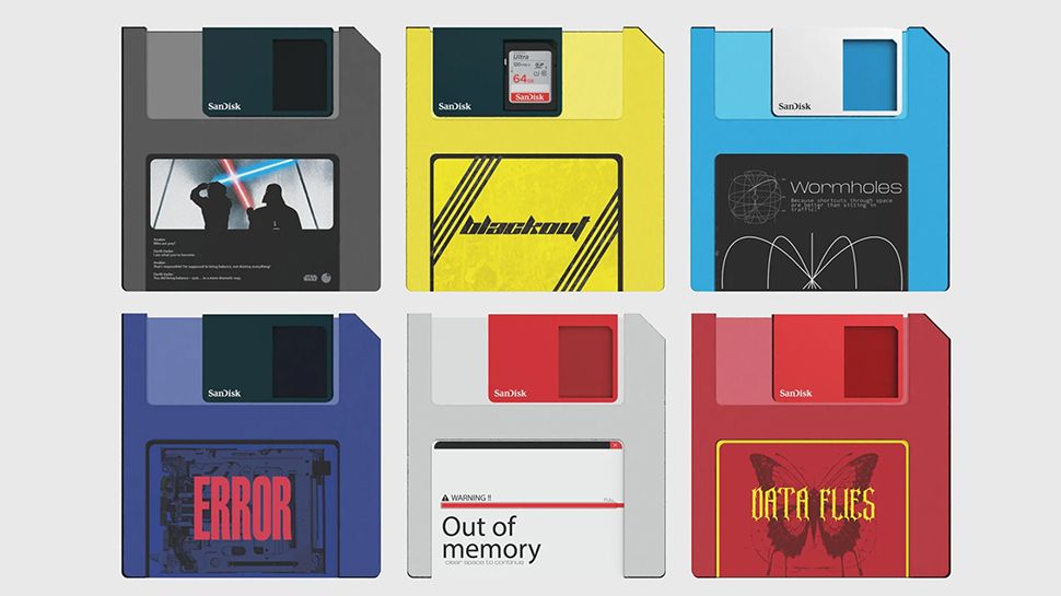 This creative concept reinvents the 1.44MB floppy disk as a modern storage device – a holder for today’s SD cards packing terabytes of storage