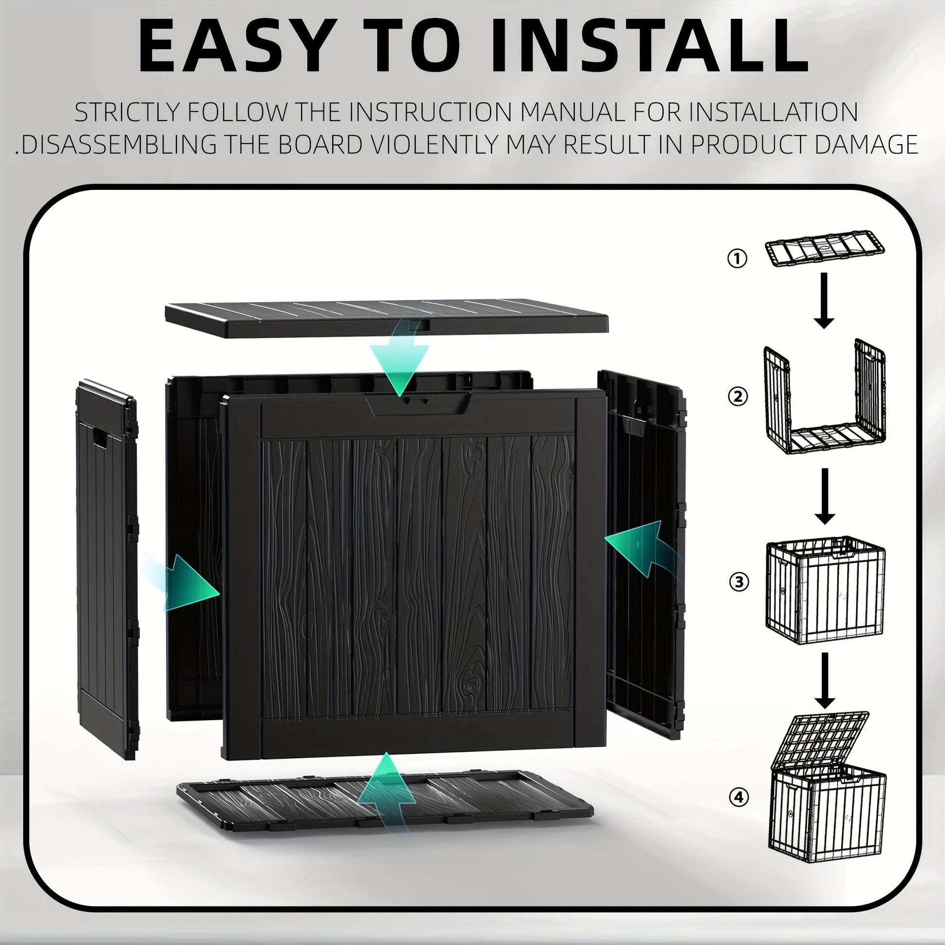 35 Gallon Outdoor Resin Storage Box – Black/Wood Grain by DailySale