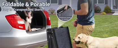 Dog Ramp for Car, 63" Long & 17" Wide Folding Portable Pet Stair Ramp with Non-Slip Rug Surface, Extra Wide Dog Steps for Medium & Large Dogs Up to 250LBS Enter a Car, SUV & Truck by Dropsure