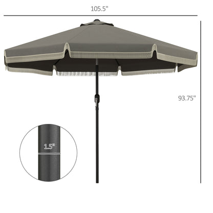 Outsunny 9ft Patio Umbrella with Push Button Tilt and Crank, Ruffled Outdoor Market Table Umbrella with Tassles and 8 Ribs, for Garden, Deck, Pool, Dark Gray by Dropsure