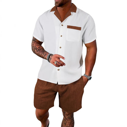 Men's short-sleeved shirt, Hawaiian print casual shirt, men's beach shirt