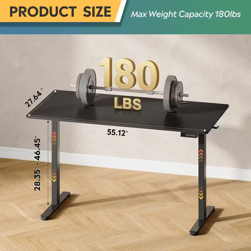 Electric Sit to Stand Desk with 3 Memory Presets, Adjustable Height Stand up Desk, Height Adjustable Standing Computer Desk for Home Office, 40/ 55/ 63/ 71 Inches, Ergonomic Workspace, Workspace Furniture, Sleek Design, Modern Desk