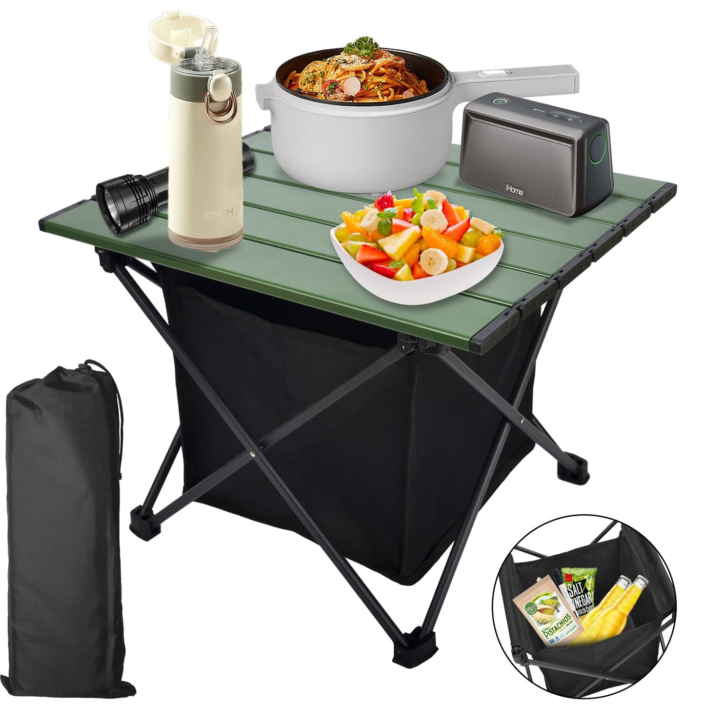 Foldable Camping Side Table Ultralight Small Beach Table Aluminum Portable Outdoor Table with Carry Bag