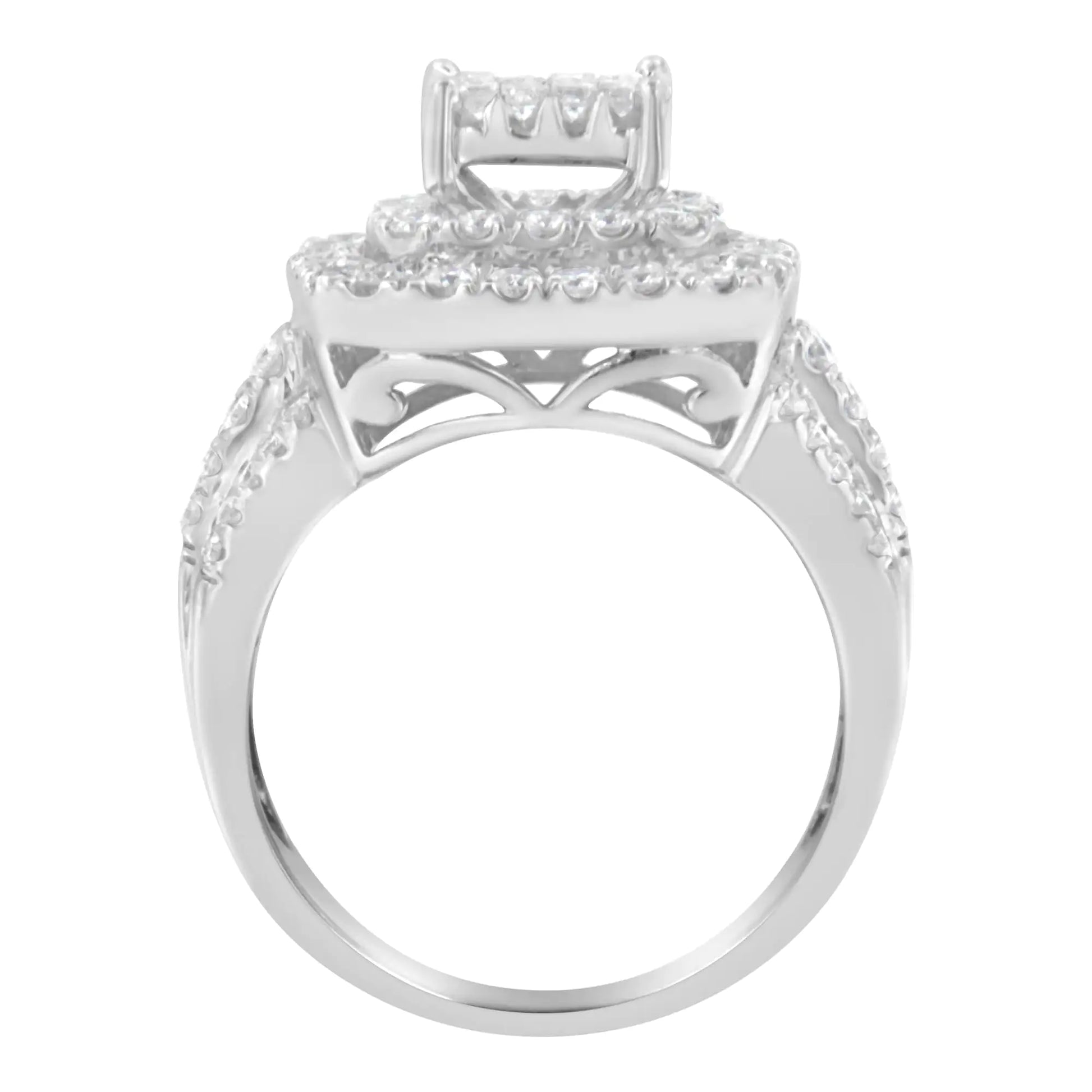 14KT White Gold Diamond Cocktail Ring (1 1/2 cttw, H-I Color, SI2-I1 Clarity) - Anti Spier 