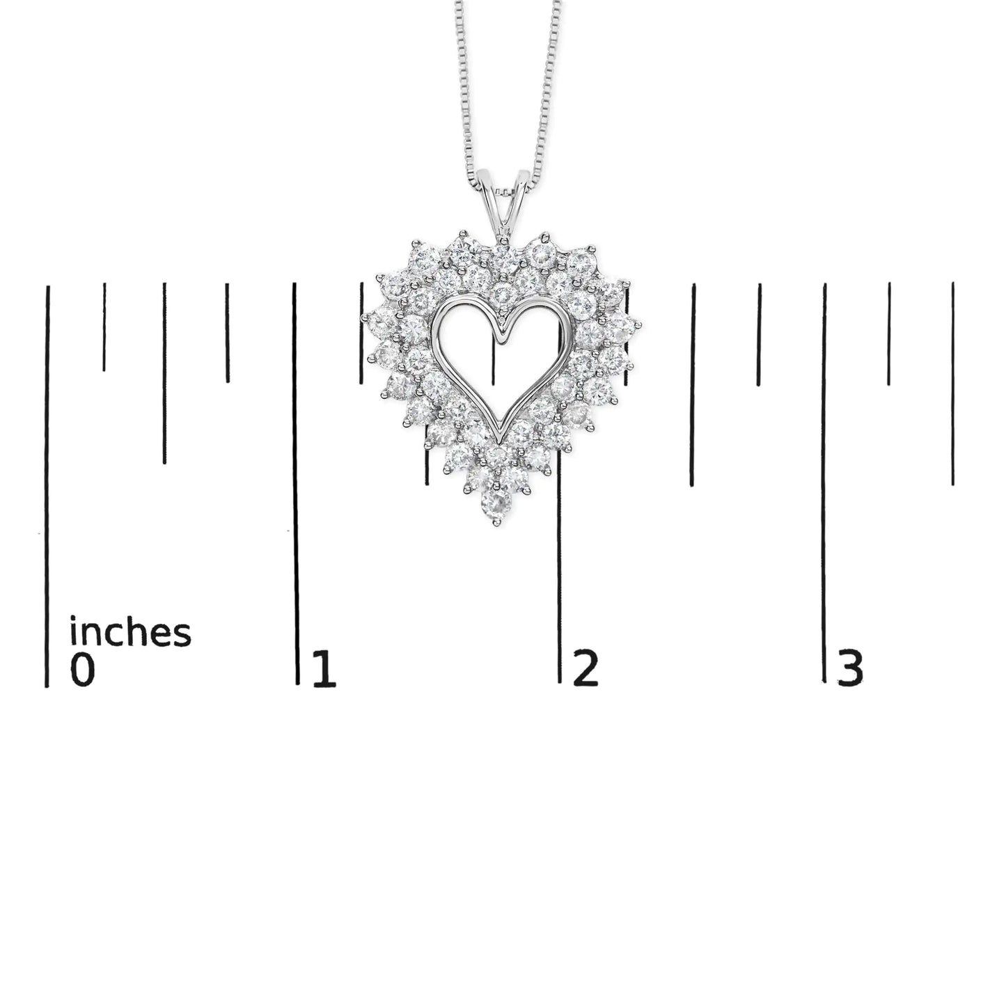 925 Sterling Silver 4.0 Cttw Diamond Two Row Open Heart 18" Pendant Necklace (I-J Color, I2-I3 Clarity) - Anti Spier 