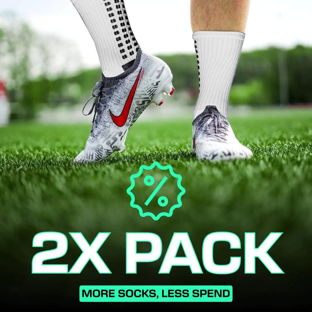 Lux Dual Grip Socks - Soccer Grip Socks for Men and Women. GripArray™ Performance & Comfort - Anti-Slip Grip Socks for Soccer Large White (2 Packs)