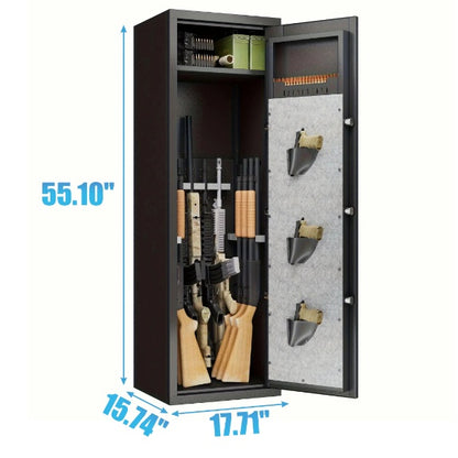 Large Gun Safe With 3 Pistol Pouches, Heavy Duty Biometric Fingerprint Lock, Rifle Gun Safe With Adjustable Stand