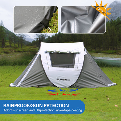 2 Person White + Gray Pop Up Camping Tent by Dropsure