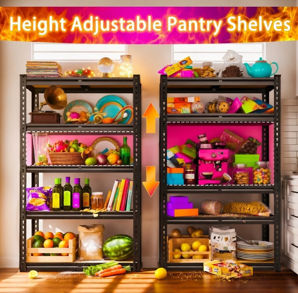 5-Tier Heavy Duty Metal Storage Shelves, Shelving Units, Adjustable Racks