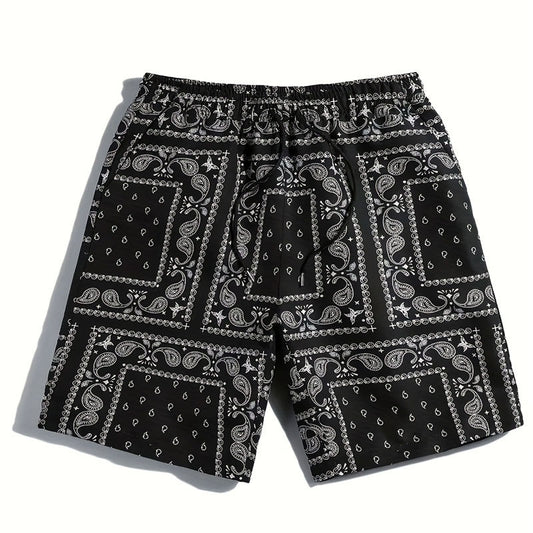 Men's casual shorts for summer, trendy and fashionable, multi-colored cashew flower loose large-sized shorts for men