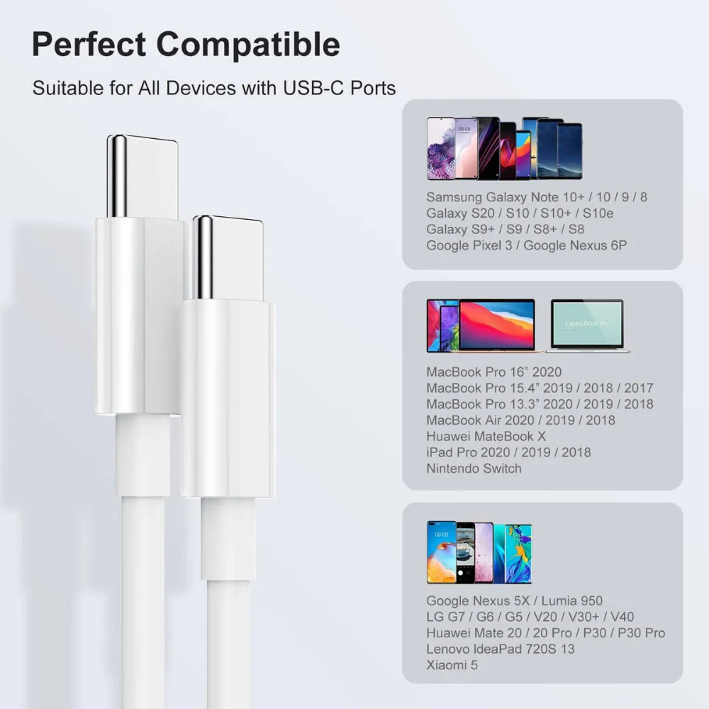 6FT USB-C to USB-C Fast Charger Type C Cable - Anti Spier 