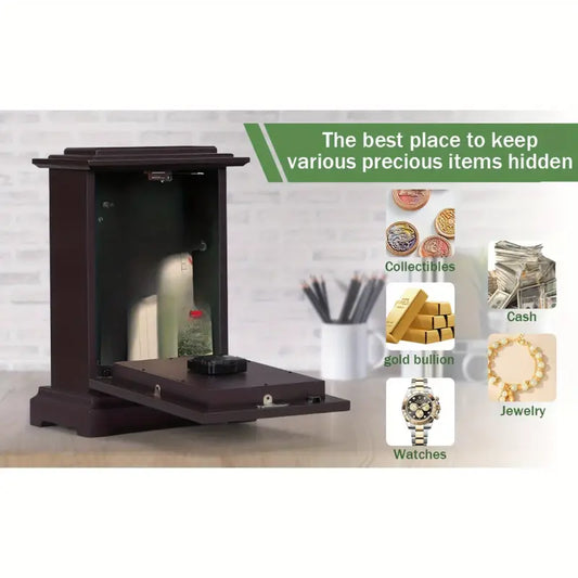 Rubber Wood Material, Glass Mirror Surface. Protect Your Cash, Passport, Jewelry, Documents, Or Keys. Convenient For Storing Valuables. Charming Wooden Structure