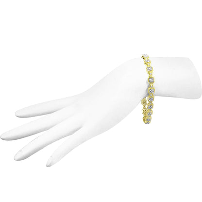 10K Yellow Gold 2.0 Cttw Diamond Square Link Bracelet (J - K Color, I2 - I3 Clarity) - Size 7.25" - Anti Spier - Anti Spier - bracelet