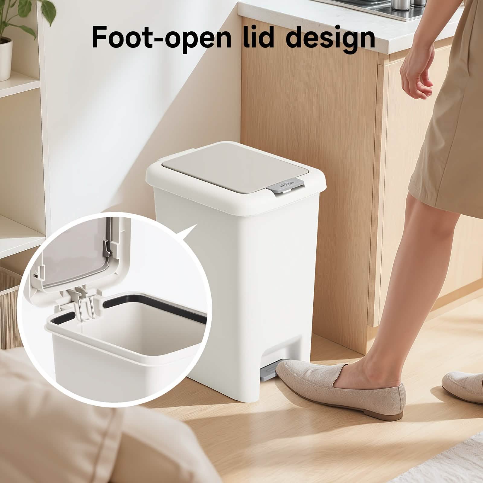 20L Oval Trash Can – Quiet Press-Top Lid with Foot Pedal by DailySale