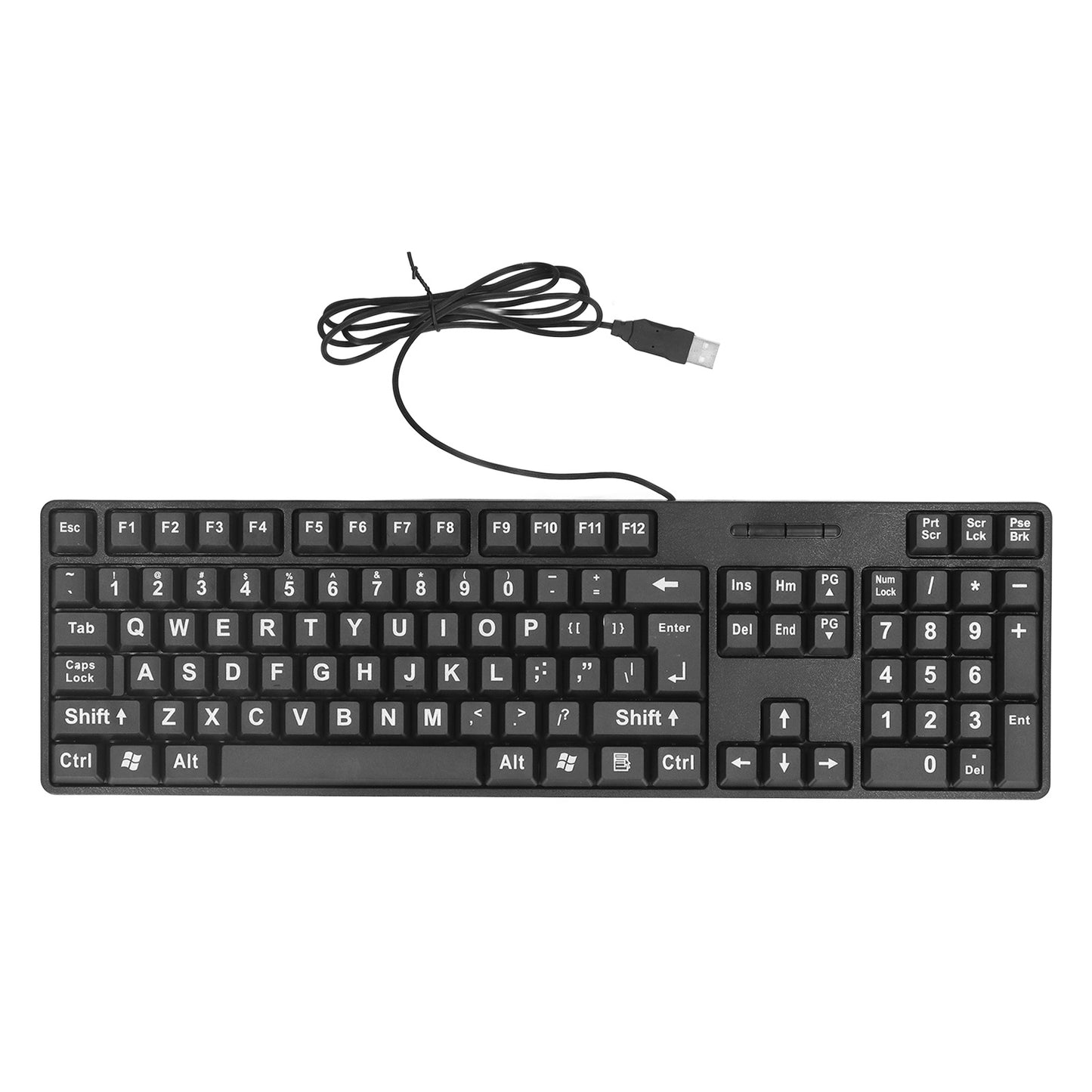 Wired Large Print Keyboard for Elderly 104 Keys Large Character Plug and Play USB Keyboard ABS Wired Keyboard for Laptop