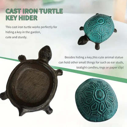 Heavy-Duty Cast Iron Turtle Key Box with Flip-Top Lid - Hidden Key Hider for Door, Garden, Patio - Spare Key Storage - Indoor/Outdoor - Home, Office, Cabin - Outdoor Concealment, Durable, Unique Organizer