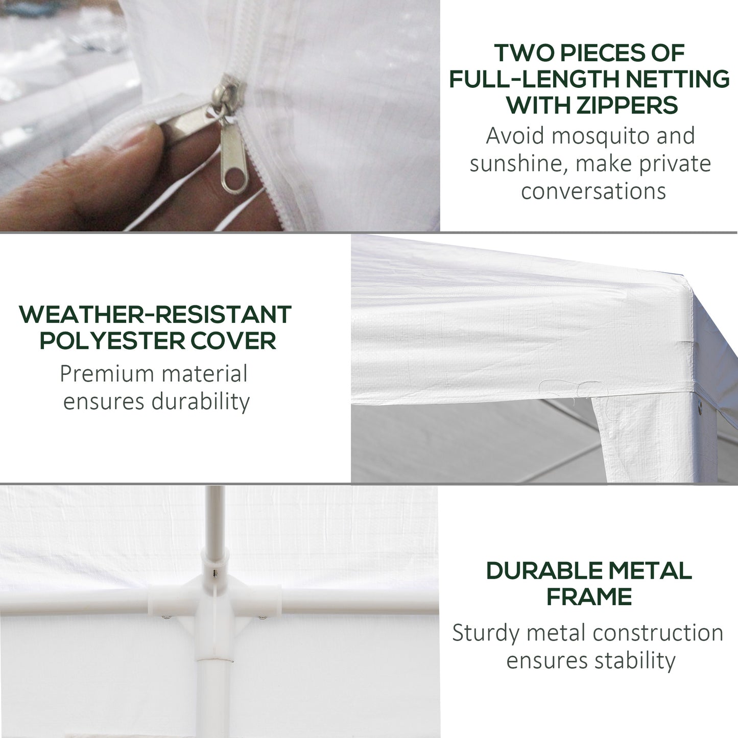 Outsunny 10ft x 20ft Party Tent, Outdoor Wedding Canopy & Gazebo with 6 Removable Sidewalls, Shade Shelter for Events, BBQs, White by Dropsure