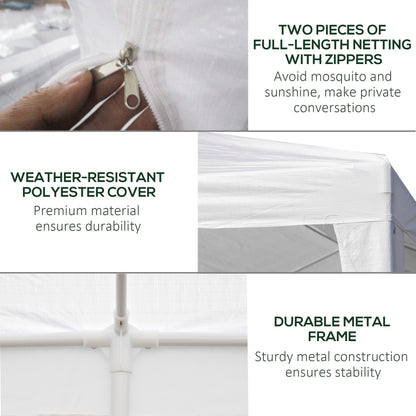 Outsunny 10ft x 20ft Party Tent, Outdoor Wedding Canopy & Gazebo with 6 Removable Sidewalls, Shade Shelter for Events, BBQs, White by Dropsure