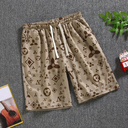 Quarter pants Men's summer beach pants Men's casual running shorts Men's 5 straight leg pants trend
