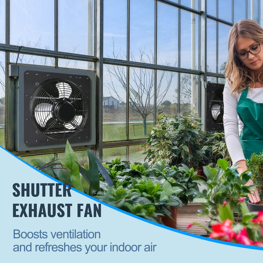 VEVOR Shutter Exhaust Fan, With Temperature Humidity Controller,  EC-motor, 1513 CFM, 10-Speed Adjustable Wall Mount Attic Fan, Ventilation And Cooling For Greenhouses, Garages, Sheds, ETL Listed