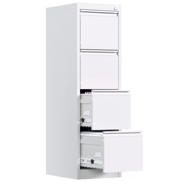 Metal Vertical File Storage Cabinet With 4 Drawer,Office Home Steel Lockable Vertical File Cabinet For A4 Letter Legal Size, 14.96inch W X 17.72inch D X 52.36inch H, Assembly Required White