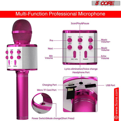 5Core Wireless Karaoke Microphone Bluetooth Mic Portable Handheld Microfonos Inalambricos