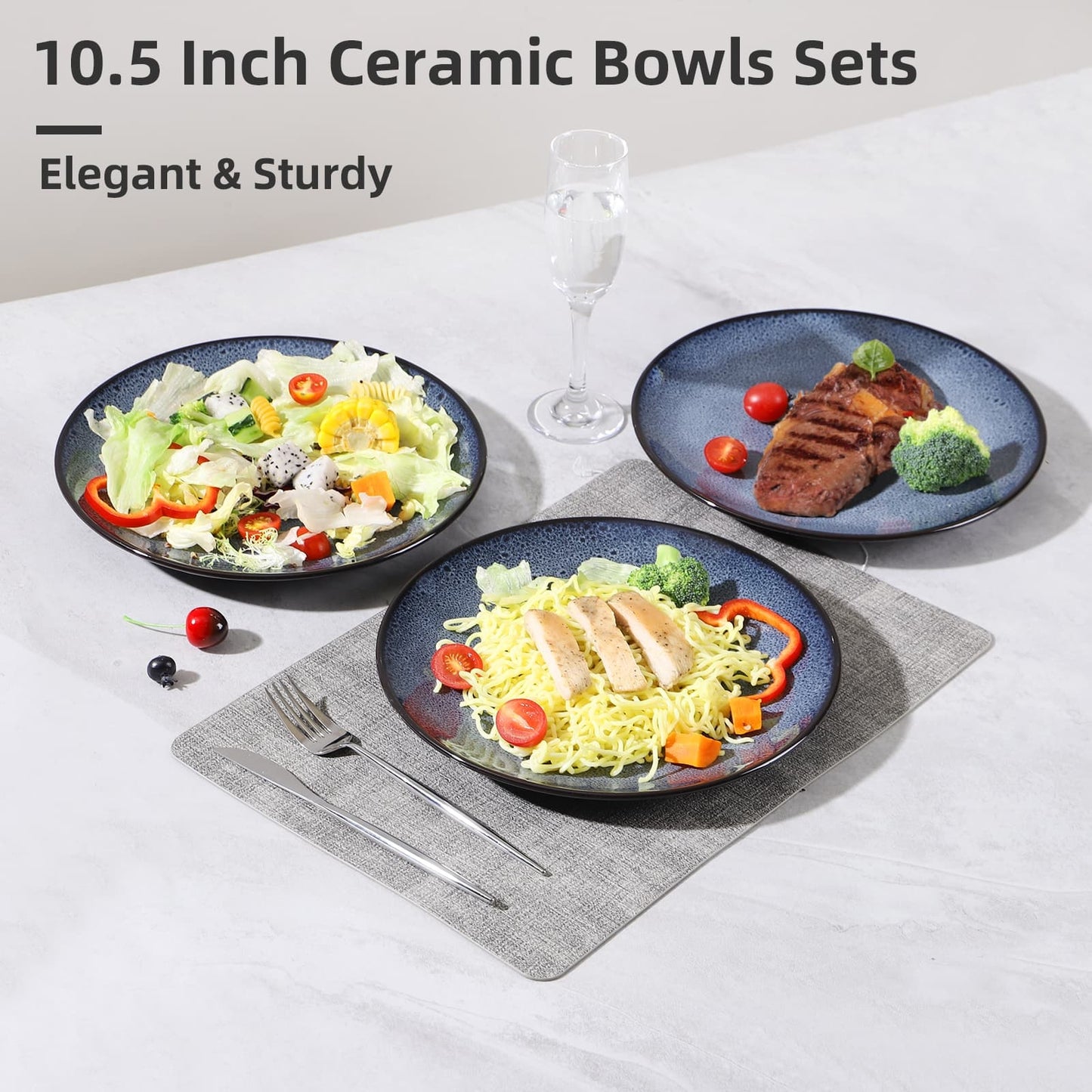 Steak Plate Creative Western Food Plate Vegetable Plate Set Of 6 For Cereal, Salad, Pasta, Soup, Dessert, Serving Dishwasher, Microwave And Oven