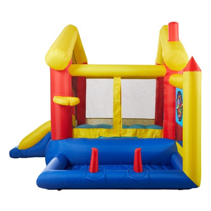 8 In 1 Inflatable Bounce House With Blower Basketball Hoop Ocean Balls Ring-toss Game Target And Sticky Ball Game For Kids