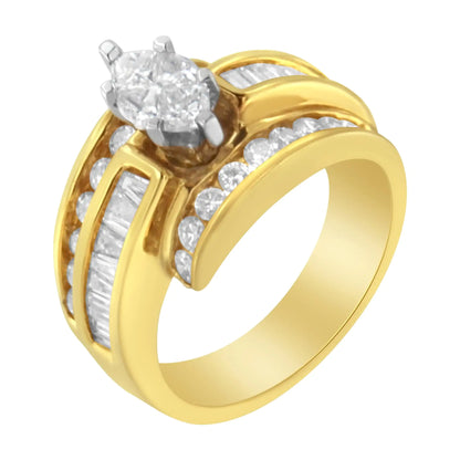 14KT Two-Toned Diamond Cocktail Ring (1 1/3 cttw, H-I Color, SI1-SI2 Clarity) - Anti Spier 