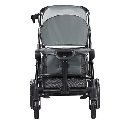 All-Terrain Stroller Wagon, 2 Seats Foldable Expedition 2-in-1 Collapsible Wagon Stroller, Includes Canopy, Parent Organizer, Snack Tray Cup Holders, 55lbs For Single Seat, Dark Grey Black