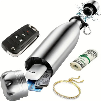 1pc Stainless Steel Insulated Water Bottle with Hidden Compartment - Leak-Proof, Keeps Drinks Hot/Cold, Portable for Travel, Commuting, Outdoor Activities, Commuting Hydration, Sleek Design, Secure Lid Design