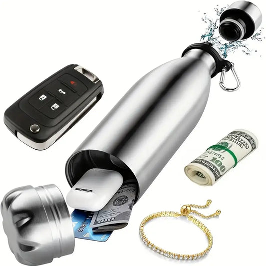 1pc Stainless Steel Insulated Water Bottle with Hidden Compartment - Leak-Proof, Keeps Drinks Hot/Cold, Portable for Travel, Commuting, Outdoor Activities, Commuting Hydration, Sleek Design, Secure Lid Design