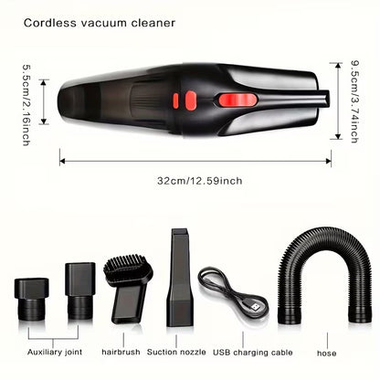 Wireless Car Vacuum Cleaner - Large Suction, Capacity, Charging, Suitable for Home And Car/Office Cleaning, Portable with Crevice Tool