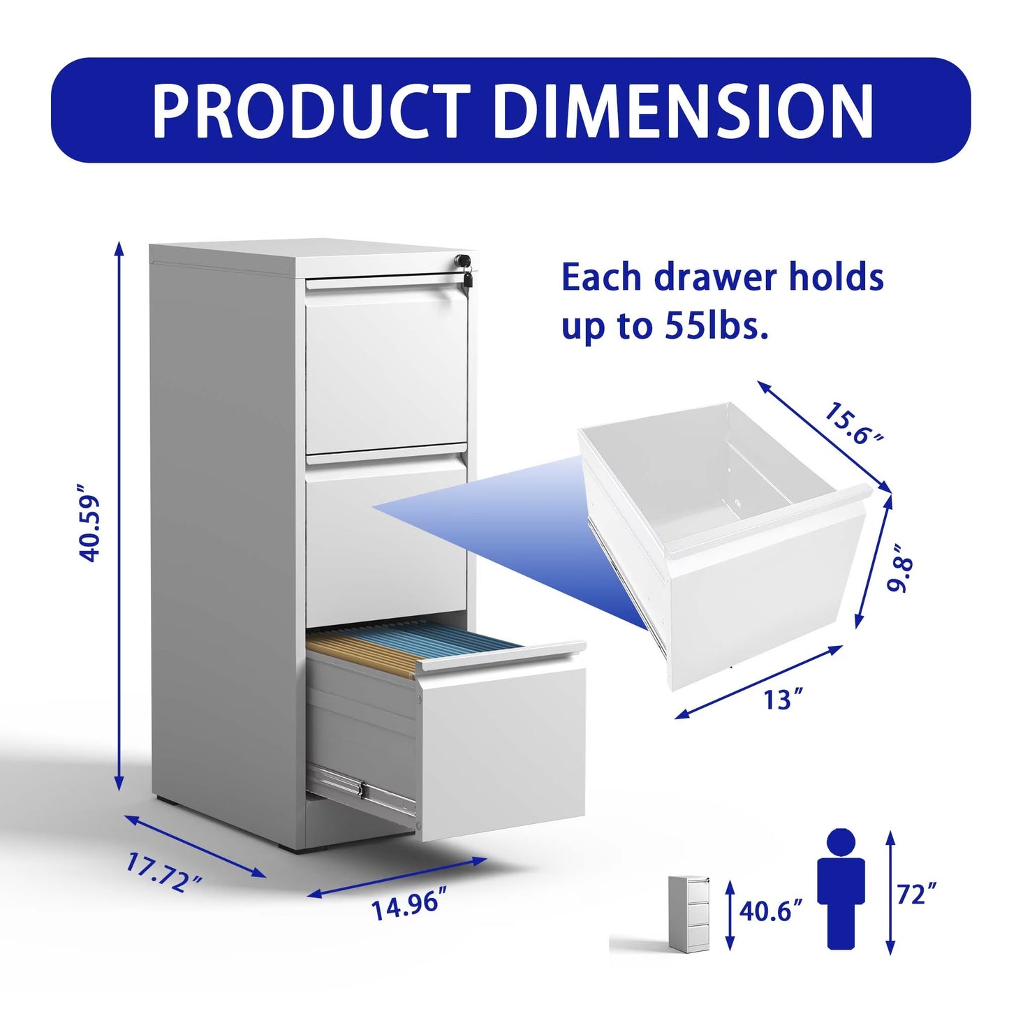 3 Drawer Metal Vertical File Cabinet With Lock Office Home Steel Vertical File Cabinet For A4 Legal