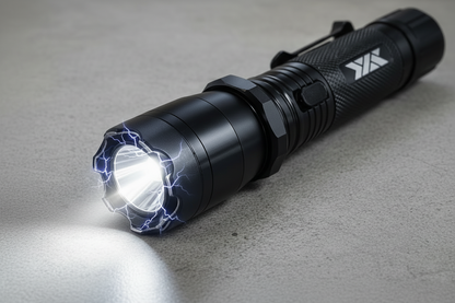 Black Flashlight Stun Shock Rechargeable Super Bright LED with Holster