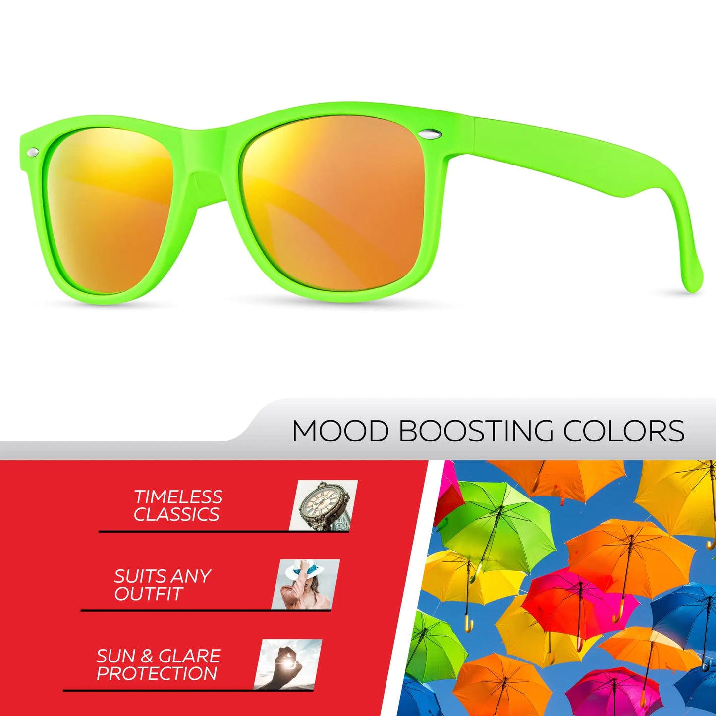 Retro Rewind Polarized Sunglasses for Men and Women - UV Protection Classic Sun Glasses Matte Lime Green | Revo Orange