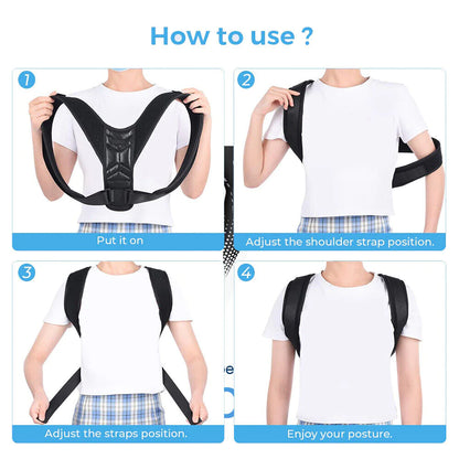 Posture Corrector Adjustable Back Brace Shoulder Support Clavicle Belt Men Women - Anti Spier 