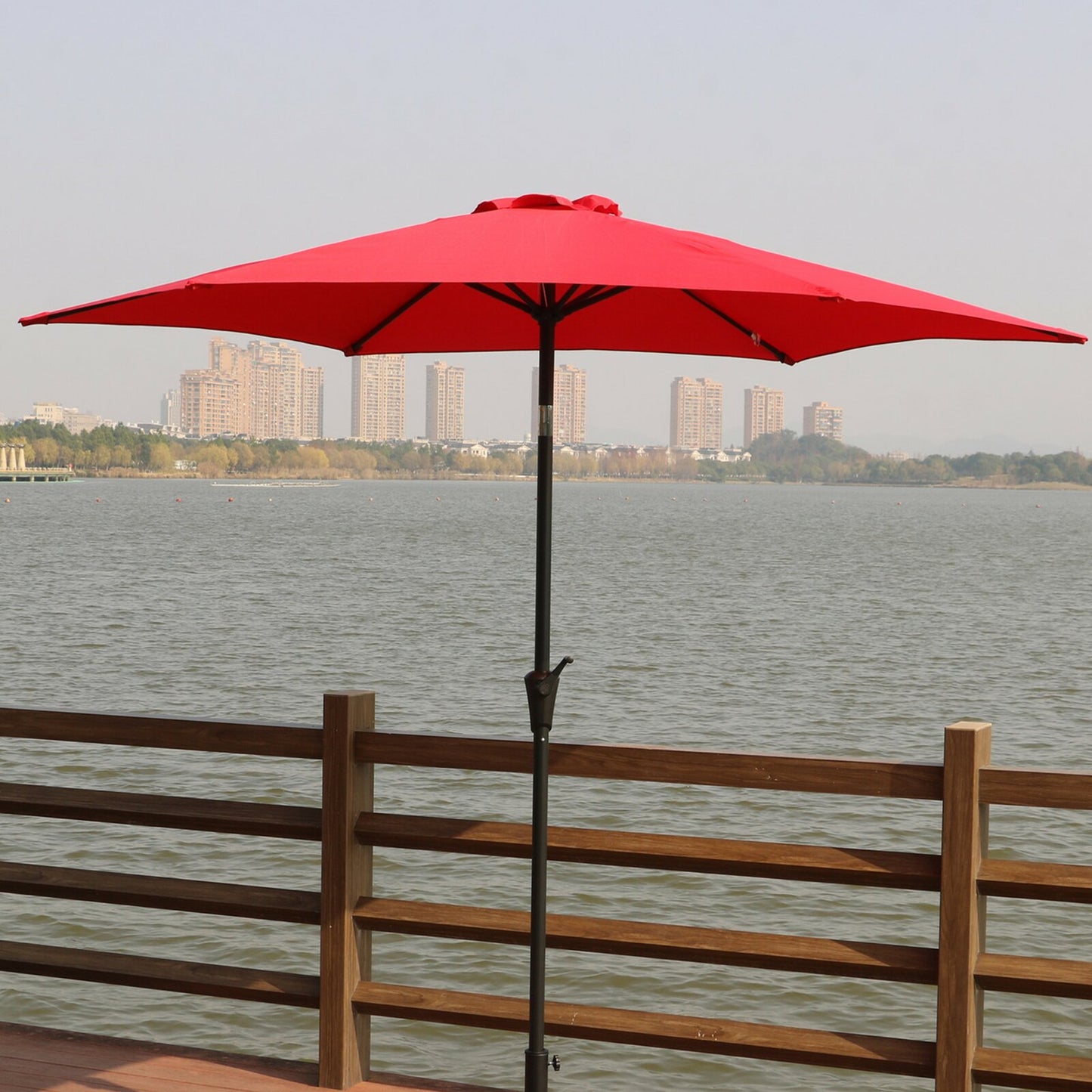 9' Pole Umbrella With Carry Bag, Creme by Dropsure