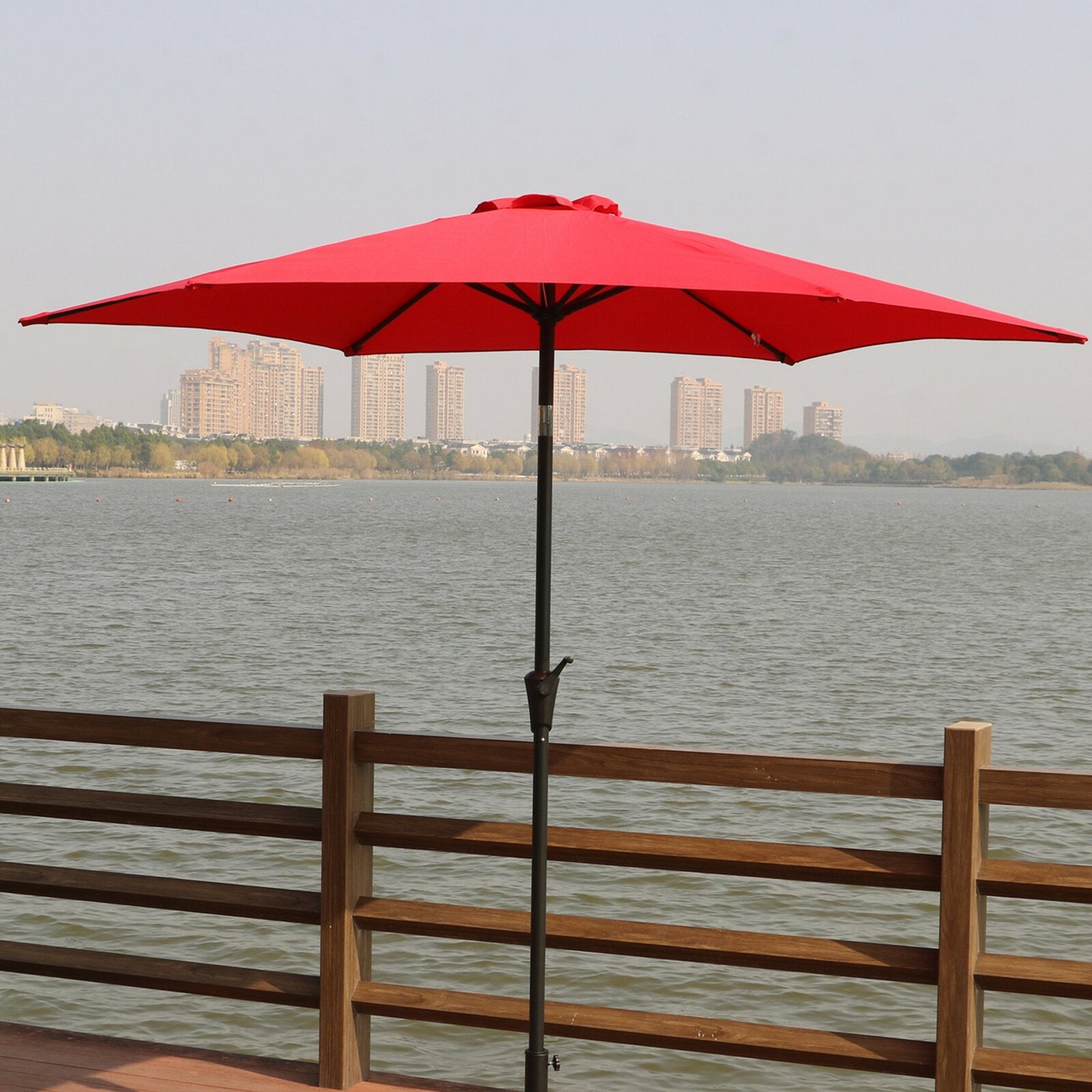 9' Pole Umbrella With Carry Bag, Creme by Dropsure