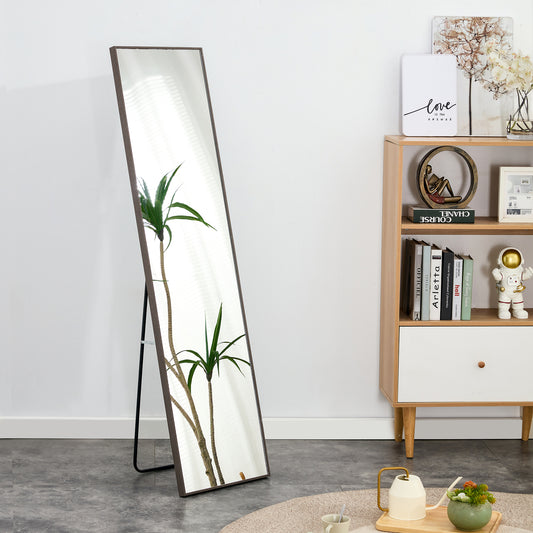 3rd generation gray solid wood frame full length mirror, dressing mirror, bedroom porch, decorative mirror, clothing store, floor mounted large mirror, wall mounted. 58 "* 15" by Dropsure