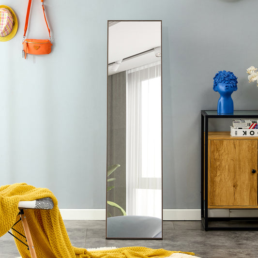 3rd generation gray solid wood frame full length mirror, dressing mirror, bedroom porch, decorative mirror, clothing store, floor mounted large mirror, wall mounted. 58 "* 15" by Dropsure