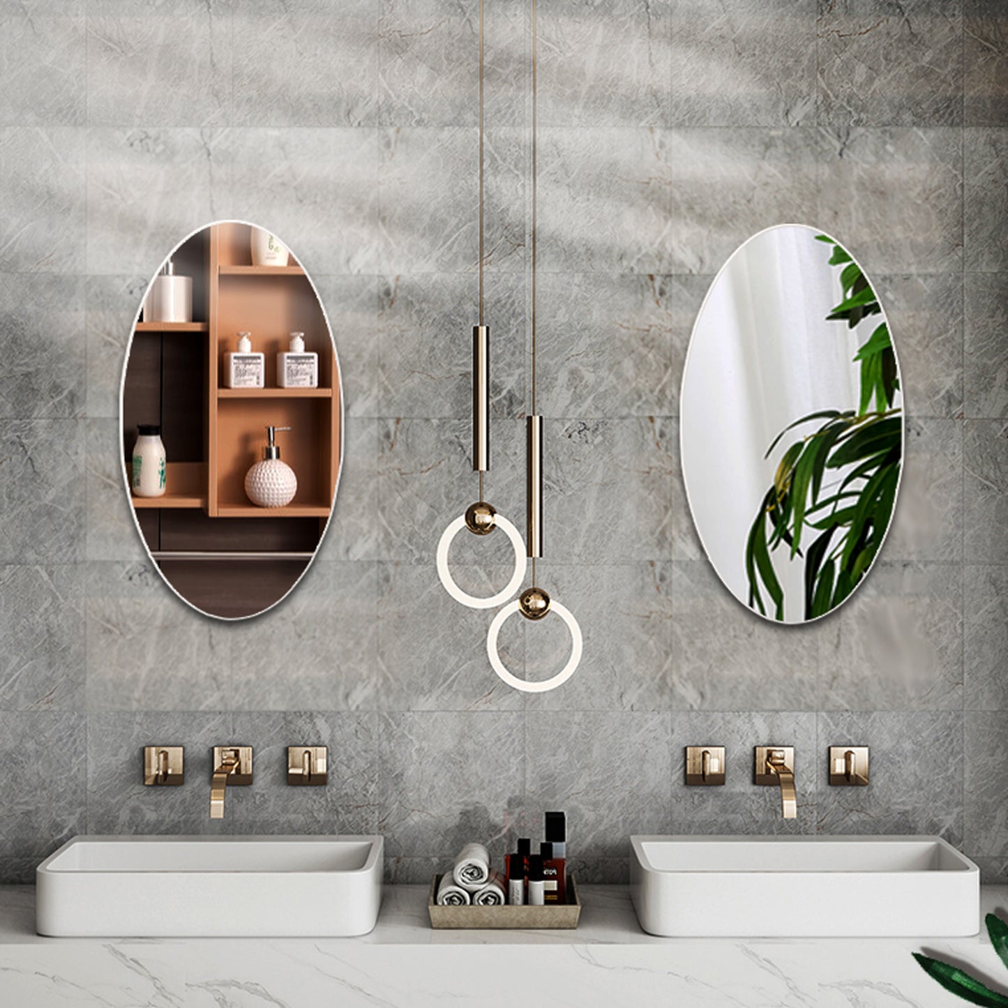 Frameless Beveled Wall Mounted Bathroom Mirror, HD Makeup Mirror, 25" Round Mirror by Dropsure